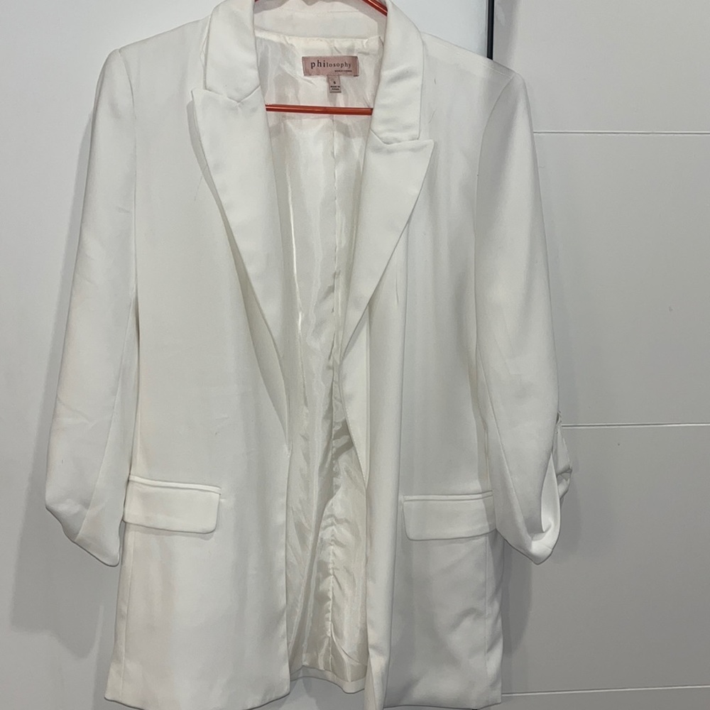 White Philopshy 3/4 Sleeve Blazer